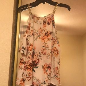 Flowy dress shirt- chain straps lightweight perfect for spring